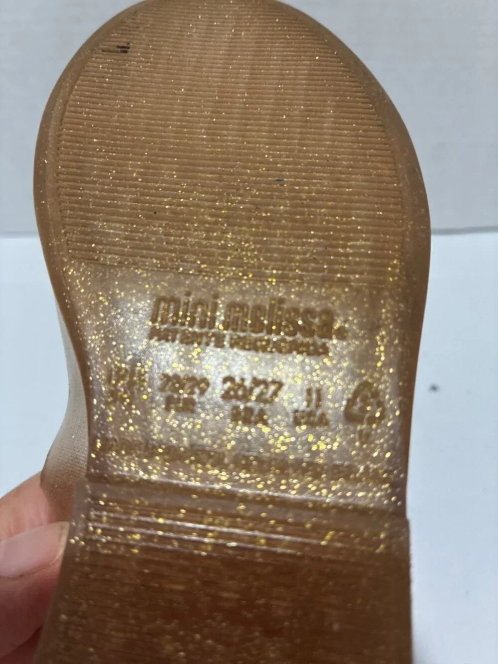 Mini Melissa Girl's Sweet Love Fly jelly ballet flats glittery gold Butterfly